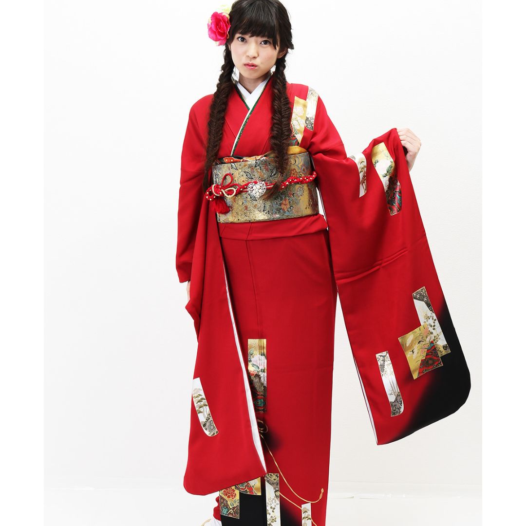 2回着用　成人式　振袖セット　赤　卒業式 振袖セット成人式赤