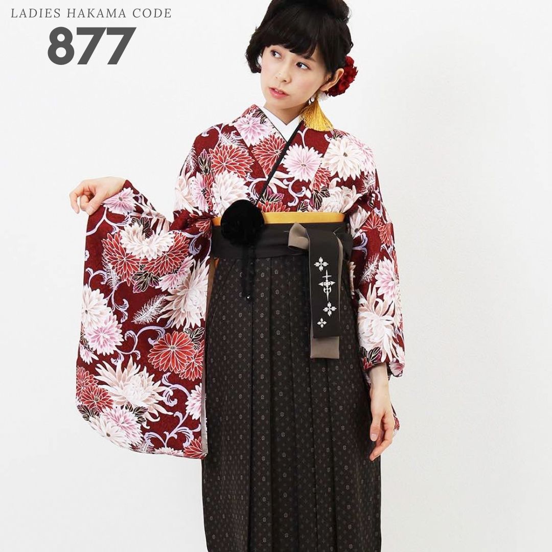 【対応身長 157cm～165cm】【正統派】卒業式レンタル袴フルセット-877