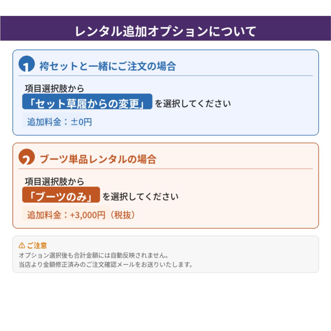 レンタル追加オプションの説明